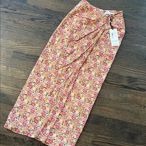 SALONI NWT Pink Orange Floral Maxi Wrap Skirt